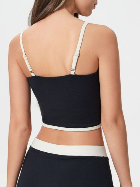 Millennia Contrast Trim Square Neck Active Cami with Detachable Chest Pads - Odaingerous